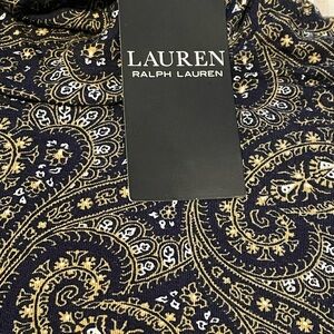 Lauren Ralph Lauren Navy and Gold Paisley Top